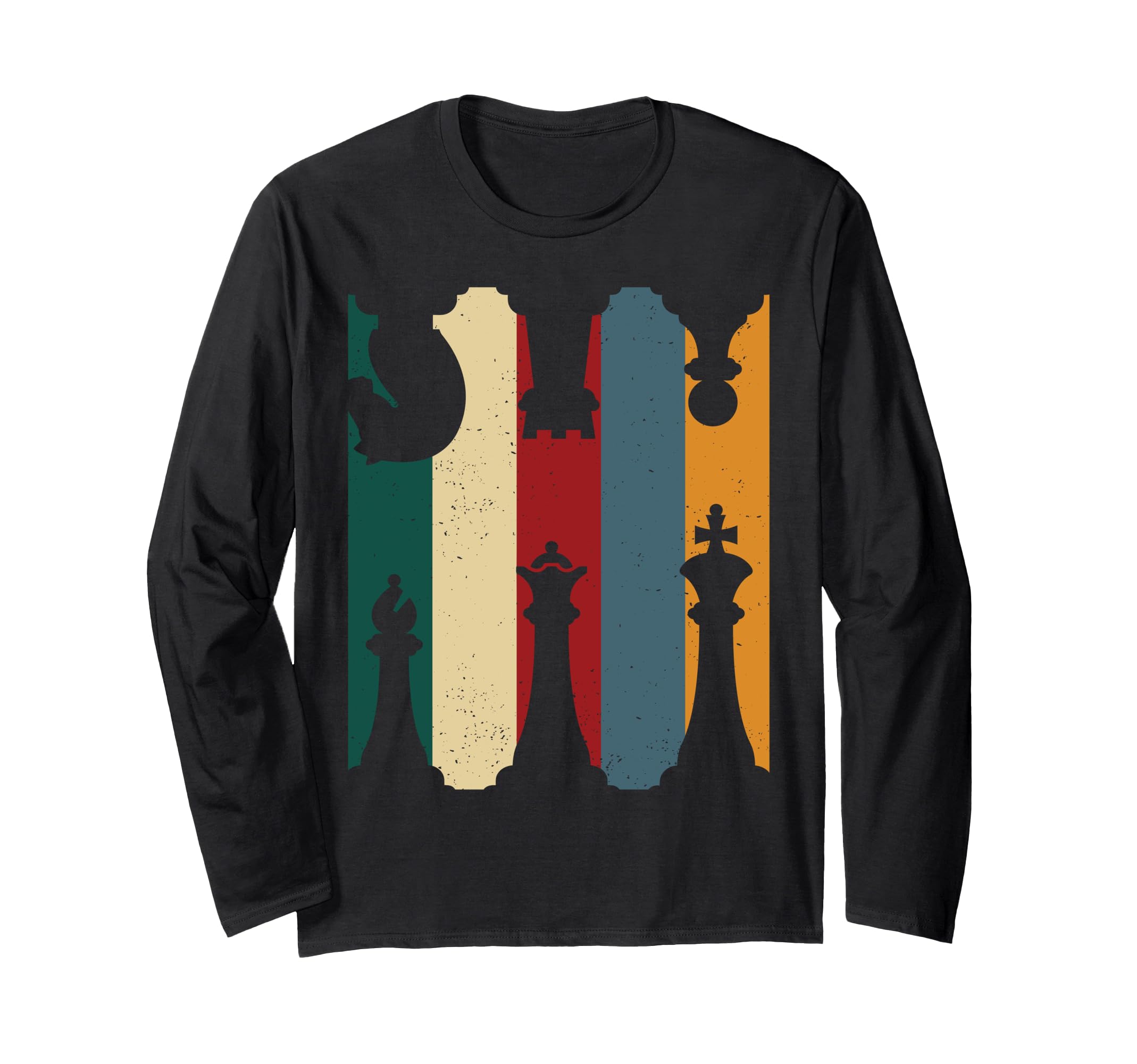 King Queen Knight Retro Chess Lover Gift Design Long Sleeve T-Shirt
