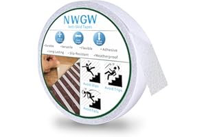 NWGW Clear Anti Slip Tape for Stairs & Bathtubs, 1" x35FT Non-Skid Transparent Grip Tape - Soft PVC Safety Traction for Bare Feet, Pool Decks, Boats, Shower Floors