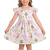 Yuromoon Toddler Girls Casual Dress Universe Black Print Dresses Flutter Sleeve Clothes 2-8Y