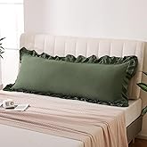 Bedbay Olive Green Body Pillow Cover, 20x54 Inch Long for Bed, Shabby Chic Ruffle Sham, Soft Microfiber Boho Pillowcase, French Country Decorative Bed Sham 1 Pack