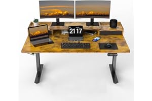 ExaDesk 63×30 Inch Electric Standing Desk with 2 Drawers, Adjustable Height Widened Stand Up Desk with Storage Shelf, Sit to Stand Ergonomic Workstation for Home Office