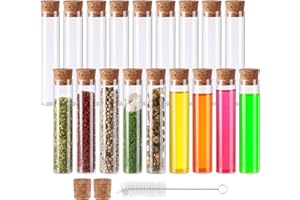 Miukada 50 ml Glass Test Tubes with Cork Stoppers 18 Pack, 25x120mm Flat Bottom Plant Propagation Tubes, Small Clear Test Tubes for Shots, Ants, Lab, Scientific Experiments