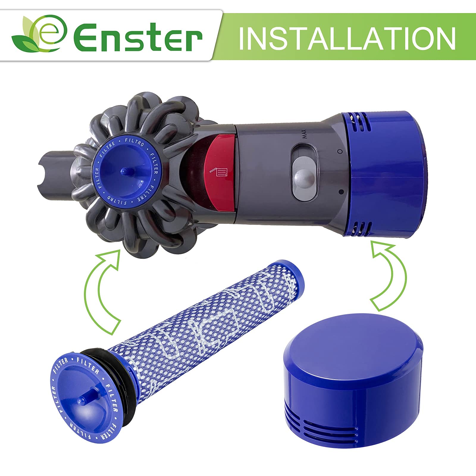 Replacement Filter for Dyson V7 V8 Animal Absolute Motorhead Carbon Fiber V8+ V7 Absolute V7 Animal Pro Plus Vacuum 1 Pre Filters & 1 Post Filters for Dyson V8 Compare to Part # 965661-01 & 967478-01