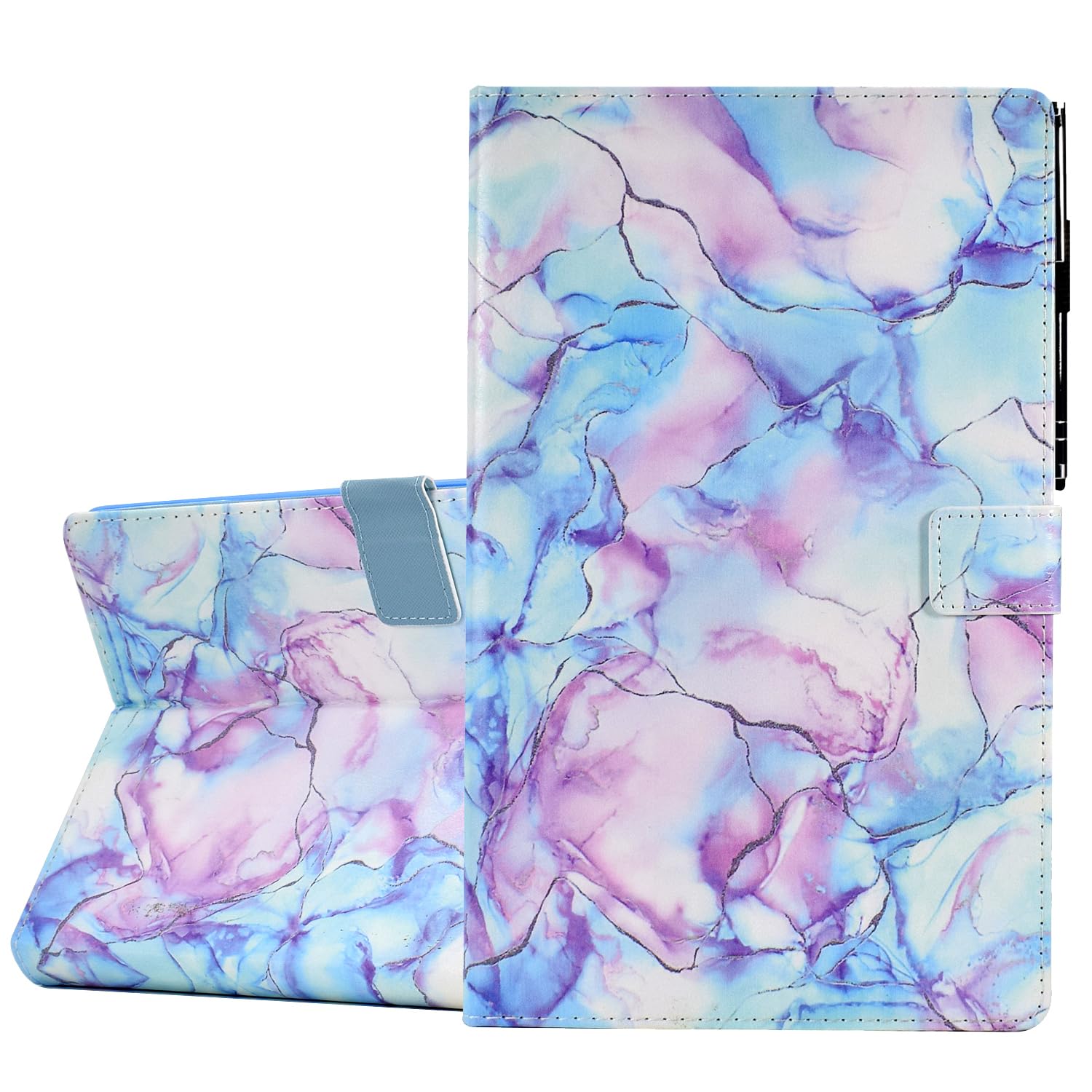 KEROM Case for iPad 9th/8th/7th Generation iPad 10.2 inch Case, PU Leather Stand Folio Cover Case for iPad 9th Generation 2021/iPad 8th Gen 2020/iPad 7th Gen 2019, Auto Sleep/Wake - Purple Blue Marble