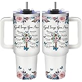 Christian Tumbler with Handle - 40oz Stainless Steel Travel Mug Insulated Coffee Cup, Religious Gifts for Women Christian, Religious Birthday Gifts for Women, Inspirational Gift for Best Friends Woman