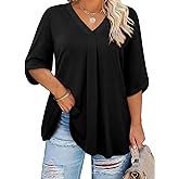 Siddhe Plus Size Tops for Women 3/4 Sleeve Shirts V Neck Blouses Tunic Top Spring Summer 2026