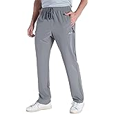 clothin Men's Lightweight Elastic Waist Pants Drawstring Athletic Sweatpants with Zipper Pockets for Hiking Casual Travel