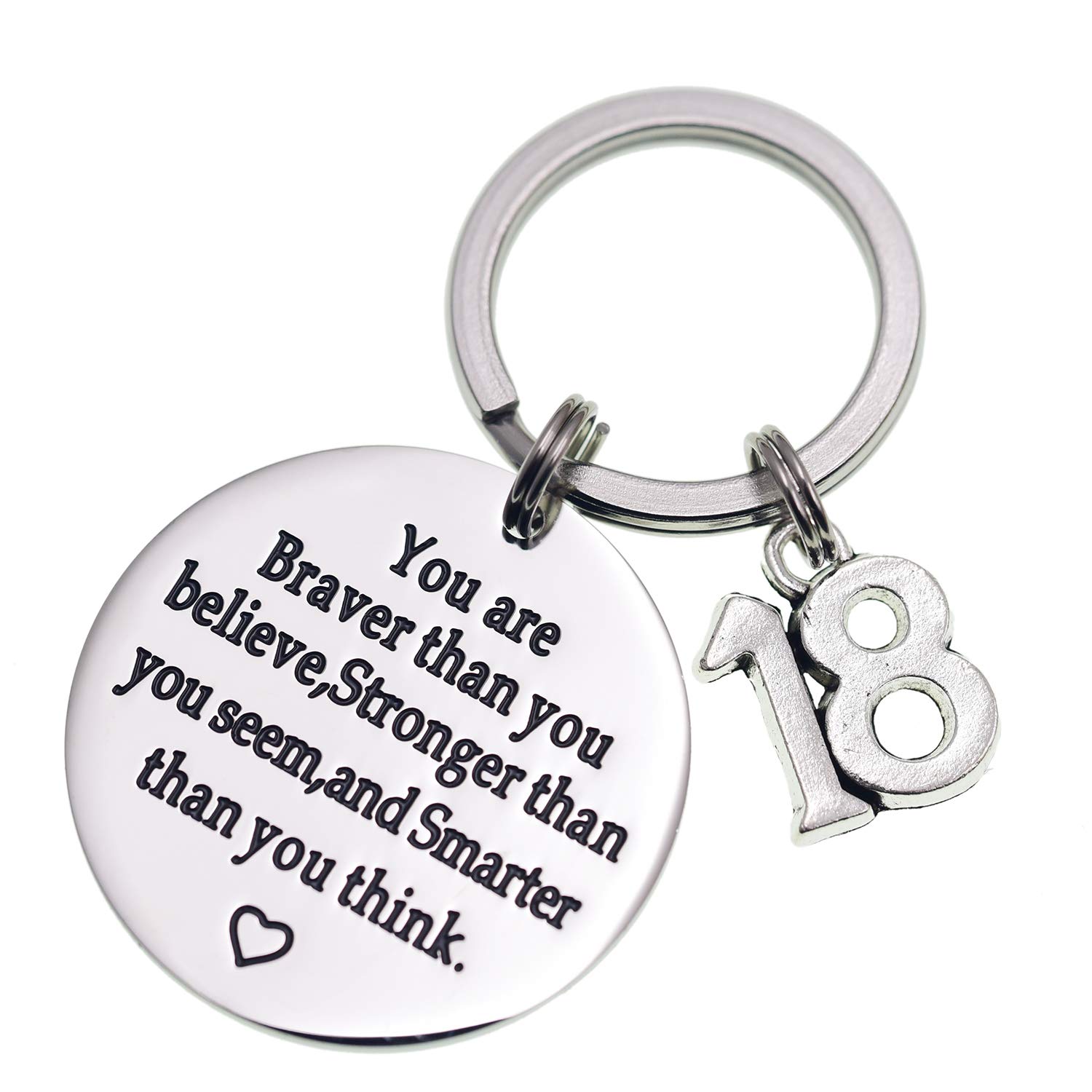 Melix Home Birthday Gift Happy Birthday Keychain, 10th 12th 13th 16th 30th, Stainless Steel Birthday Key Ring Gift Women, Men, Friends Family (18th You are Braver Than You Believed)