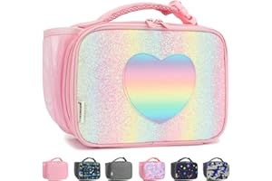 GYEUKHAM Insulated Lunch Box for School, Thermal Reusable Durable Freezable Lunch Bags for Kids Boys Girls Men Women - Small Soft Cooler Portable Lunch Tote Kit for Work Picnic Travel,Rainbow Glitter