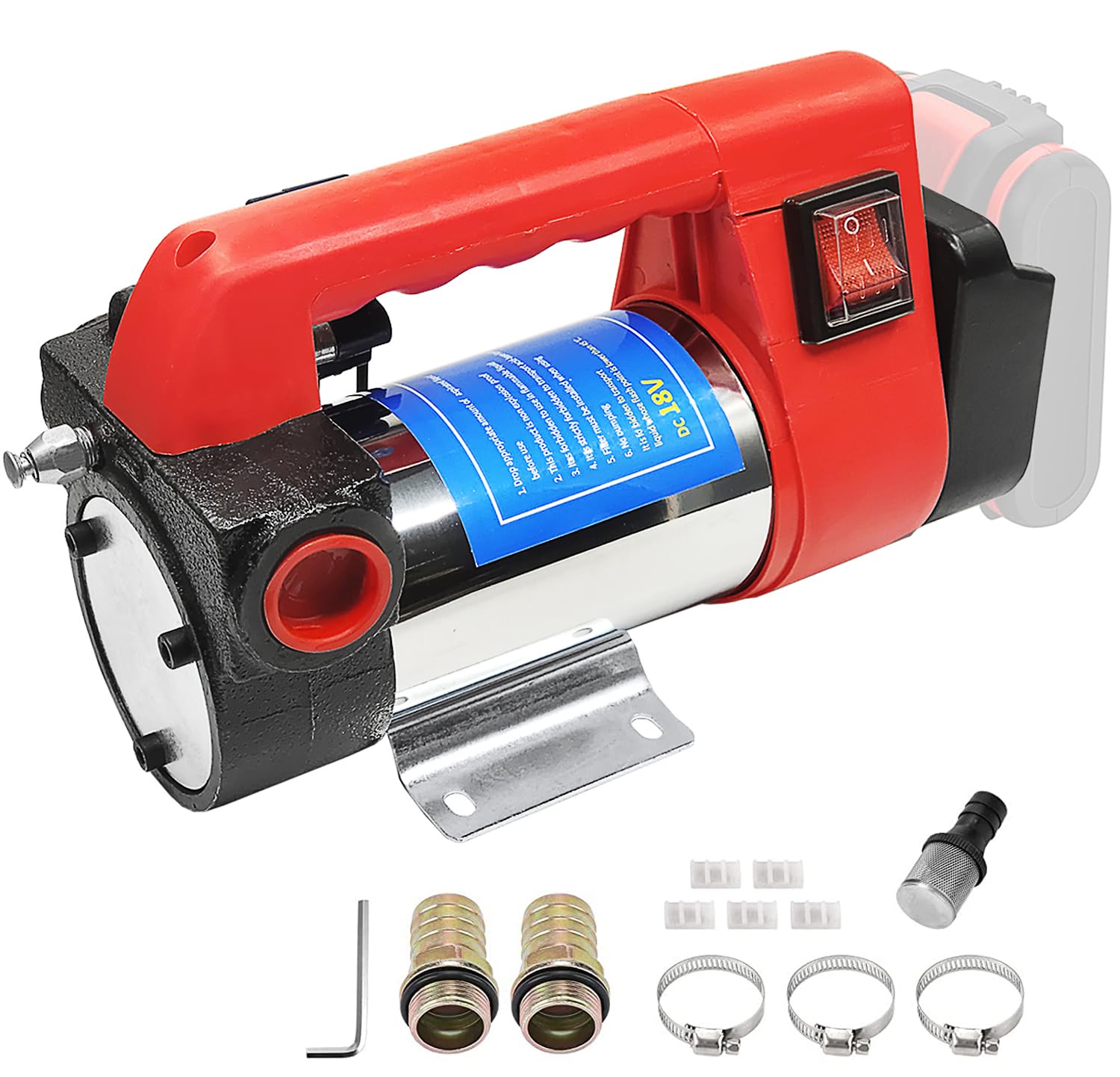 充電式電動オイルーポンプ ディーゼル 灯油ポンプ 45L/min 揚程5~8m 吸引力5m 圧力バルブ装備 バッテリー別売り (ポンプのみ)