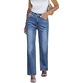luvamia High Waisted Jeans for Women Trendy Baggy Straight Leg Stretchy Denim Jeans Work Trousers Pants 90s Loose Fit