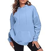 FKEEP Oversize Hoodies Women Fleece Crewneck Sweatshirt Casual Long Sleeve Pullover Tops with Pockets