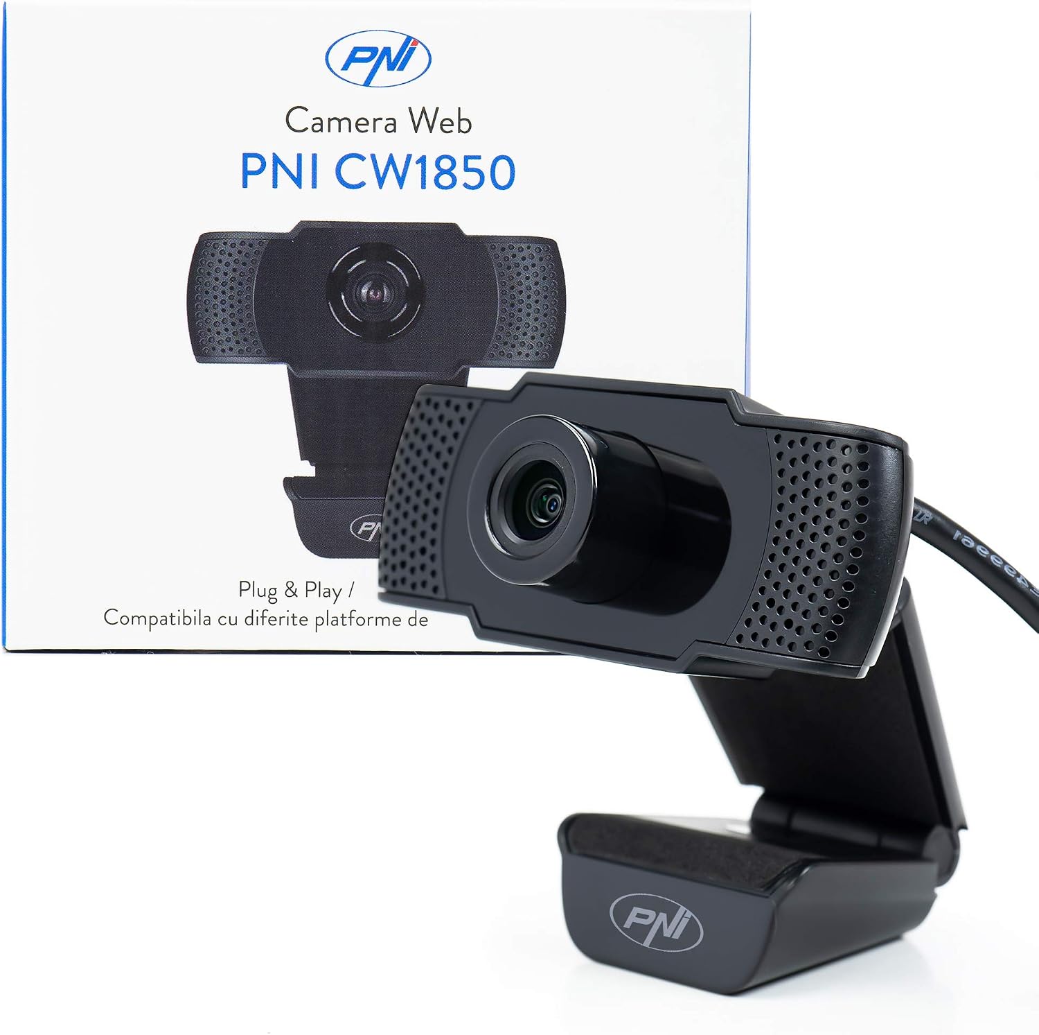PNI Webcam CW1850 Full HD USB Clip-on Built-in Microphone, black