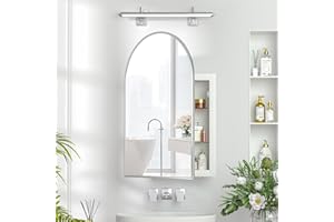 Mepplzian Recessed Medicine Cabinet with Mirror,Arched Medicine Cabinet for Bathroom,in Wall Bathroom Mirror with Storage,Brushed Nickel Mirrored Medicine Cabinets Wall Mounted,20x30
