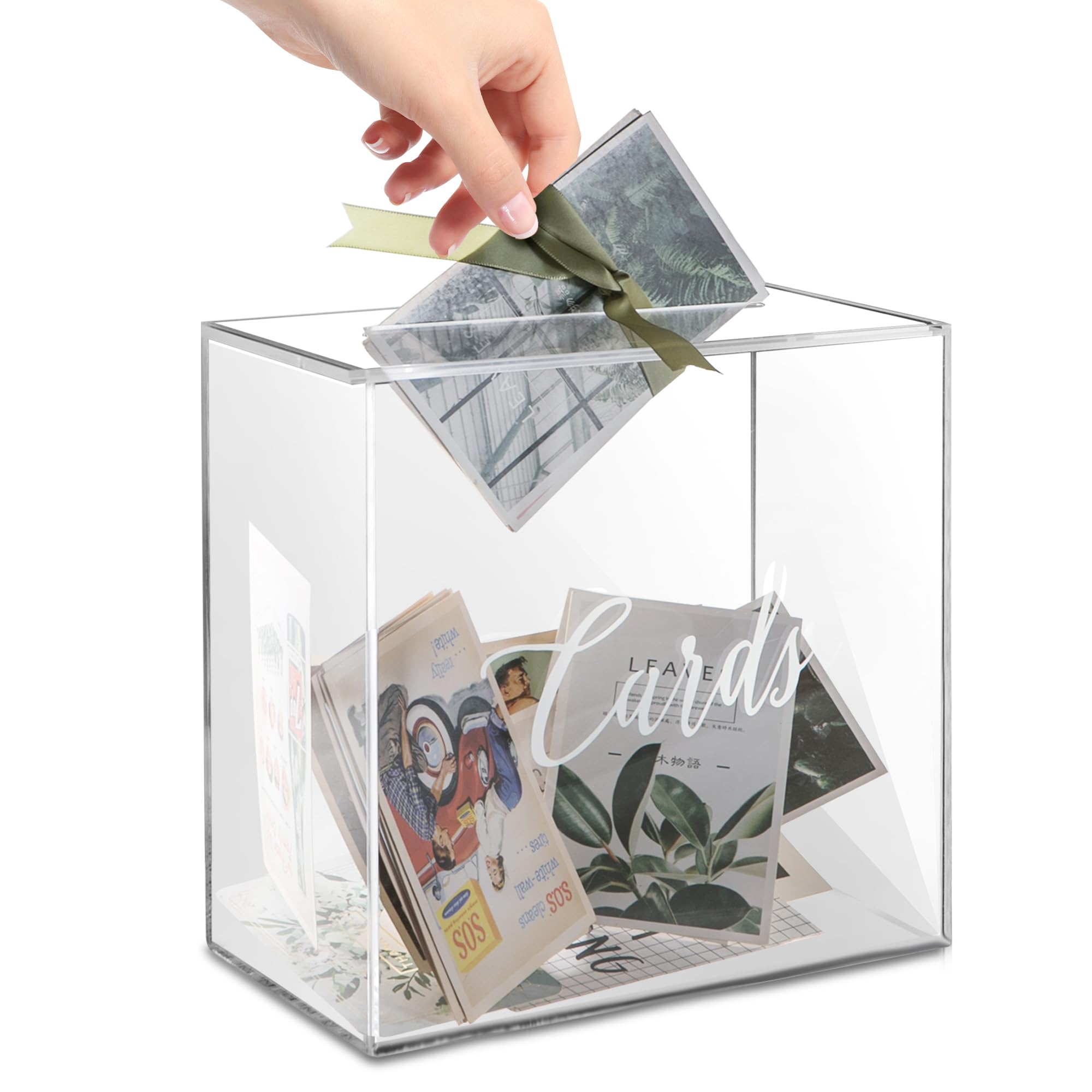 Photo 1 of Giadun Acrylic Card Box with Slot, Large Blank Gift Clear Card Boxes for Reception, Party, Wishing Well, Money Box Holder, Graduation Decorations, Baby Shower
