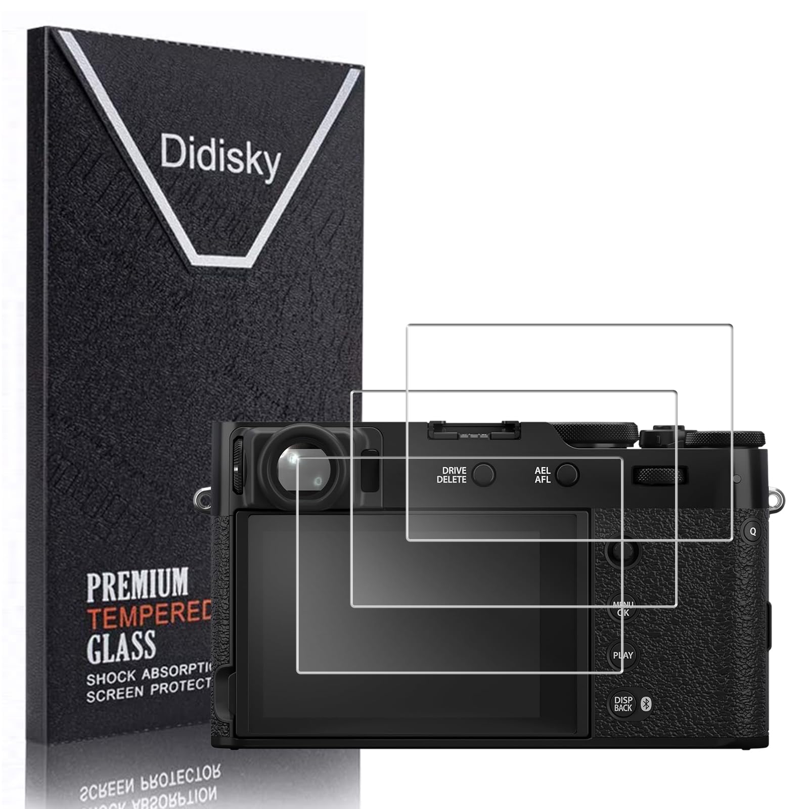 Didisky 3 Pack Screen Protector for Fujifilm X100VI X100V X-E4 X-T4/ Fuji Film XE4 XT4, 0.3mm 9H Hardness,Tempered Glass,Anti-Scrach,Anti-Fingerprint,Anti-Bubble