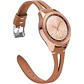 TOYOUTHS 20mm Leather Band Compatible with Samsung Galaxy Watch 7/FE/6/5/4/Active 2 40mm 44mm, Watch 6 Classic 43mm 47mm, 5 Pro 45mm, 4 Classic 46mm 42mm, Watch 3 41mm Quick Release Strap, Brown