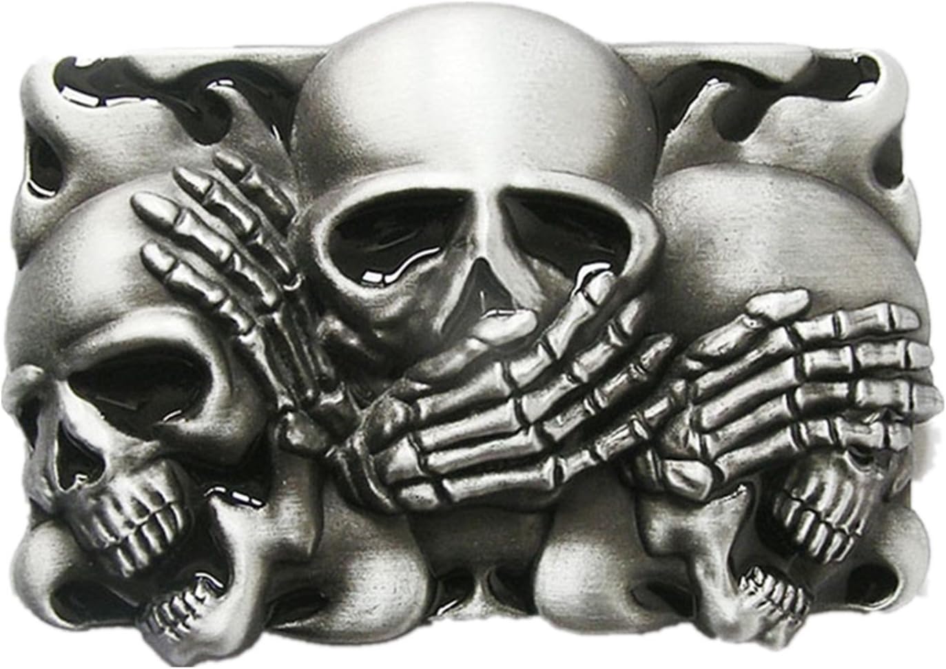 Vintage Flame Shy Skulls Rectangle Tattoo Belt Buckle US Stock