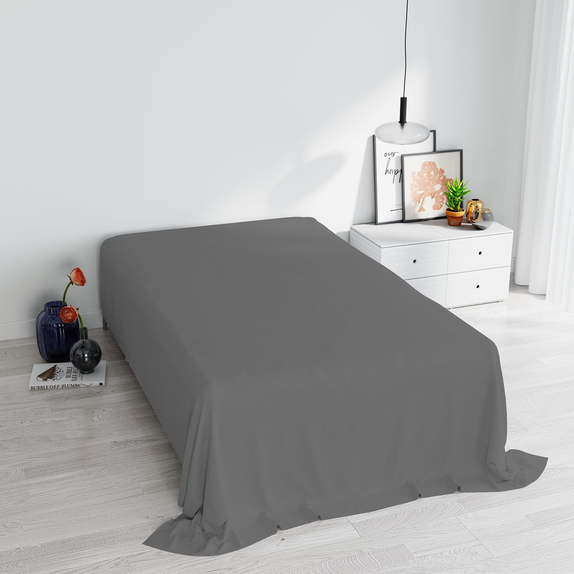 Max Color top Sheet,180x300cm,Smoke, 100% Cotton, SMALL DOUBLE