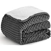 Kozyhvn Sherpa Blanket Throw - Soft Cozy Fleece, Warm for Winter, Reversible for Sofa, Grey, 50 x 60 Inches