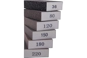 Sanding sponges 6 Grits(36-80-120-150-180-220),Sanding Blocks,Sand Paper,Wet and Dry Blocks Sandpaper Flexible,Sandpaper Bloc