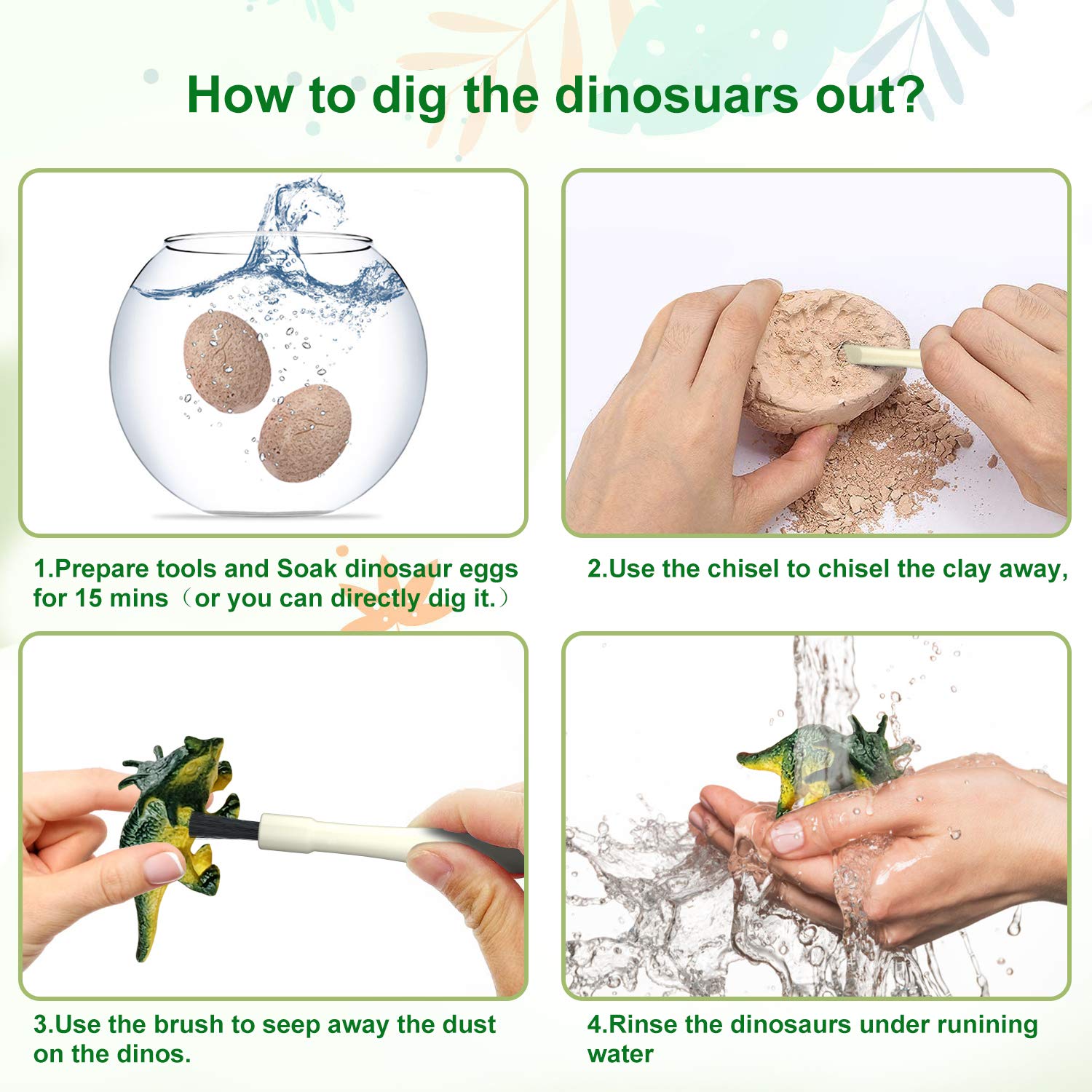 BIGEAR Easter Dinosaur Eggs Excavation Dig Kit - Dinosaur Toys for Kids - Break Open 12 Dinosaur Eggs and Discover 12 Cute Dinosaurs - Archaeology Preschool Science STEM Crafts Birthday Gifts for Boys