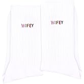 vohiro Wifey Socks, Bride Socks For Wedding day, Wifey Gifts, Mothers Day Birthday Anniversary Wedding Valentine Christmas Engagement Embroidered Socks For Women. (173)