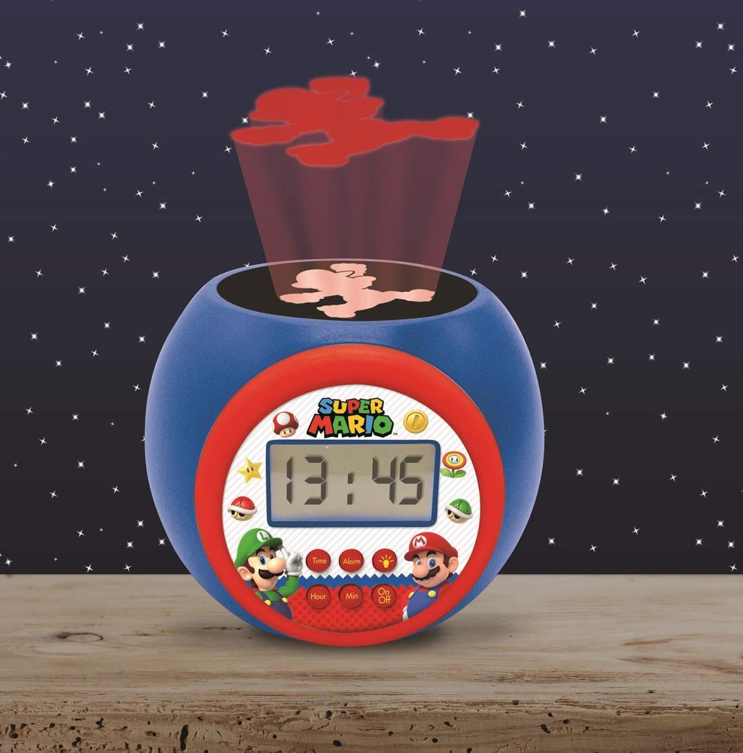LEXIBOOK, Nintendo Super Mario Projector alarm clock with snooze function and alarm function, Night light with timer - Image 3