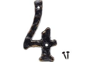 MGTECH House Address Number, 5.5 Inch, Solid Cast Iron Metal Door Gate Number (Number 4)