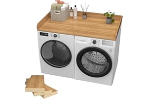 YAOFALA Washer Dryer Countertop, Laundry Countertop Solid Wood with Edge Rails, 54 * 27.5 inches, for Laundry Room Storage and Organization