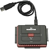 Manhattan Hi-Speed USB to SATA/IDE Adapter 3-in-1 with One-Touch Backup (179195)