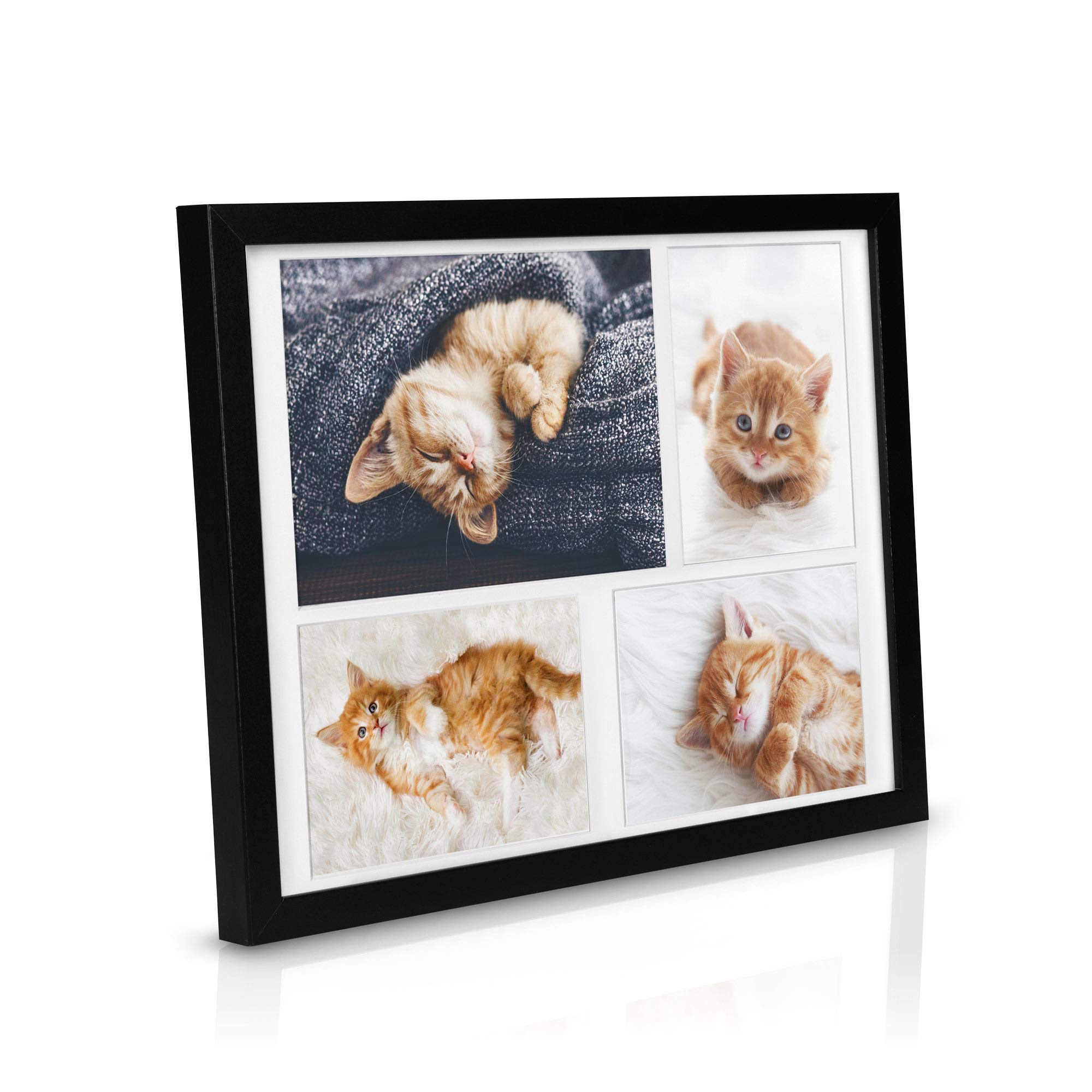 bomoe Family 6x4 & 7x5 Photo Frames Multiple Pictures - Wooden Multi White Picture Frames for wall with Passe-Partout & Plastic Glass - 4x Photo Collage Frame Galeria