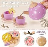 AOLEVA Kids Wooden Tea Set Toy for Toddlers 3 4 5 Years Old view 3