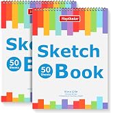 9" x 12" Sketch Book, 2-Pack 50 Sheets Spiral Bound Art Sketchbook Notebook | Acid Free Artist Drawing Book Paper, Art Suppli