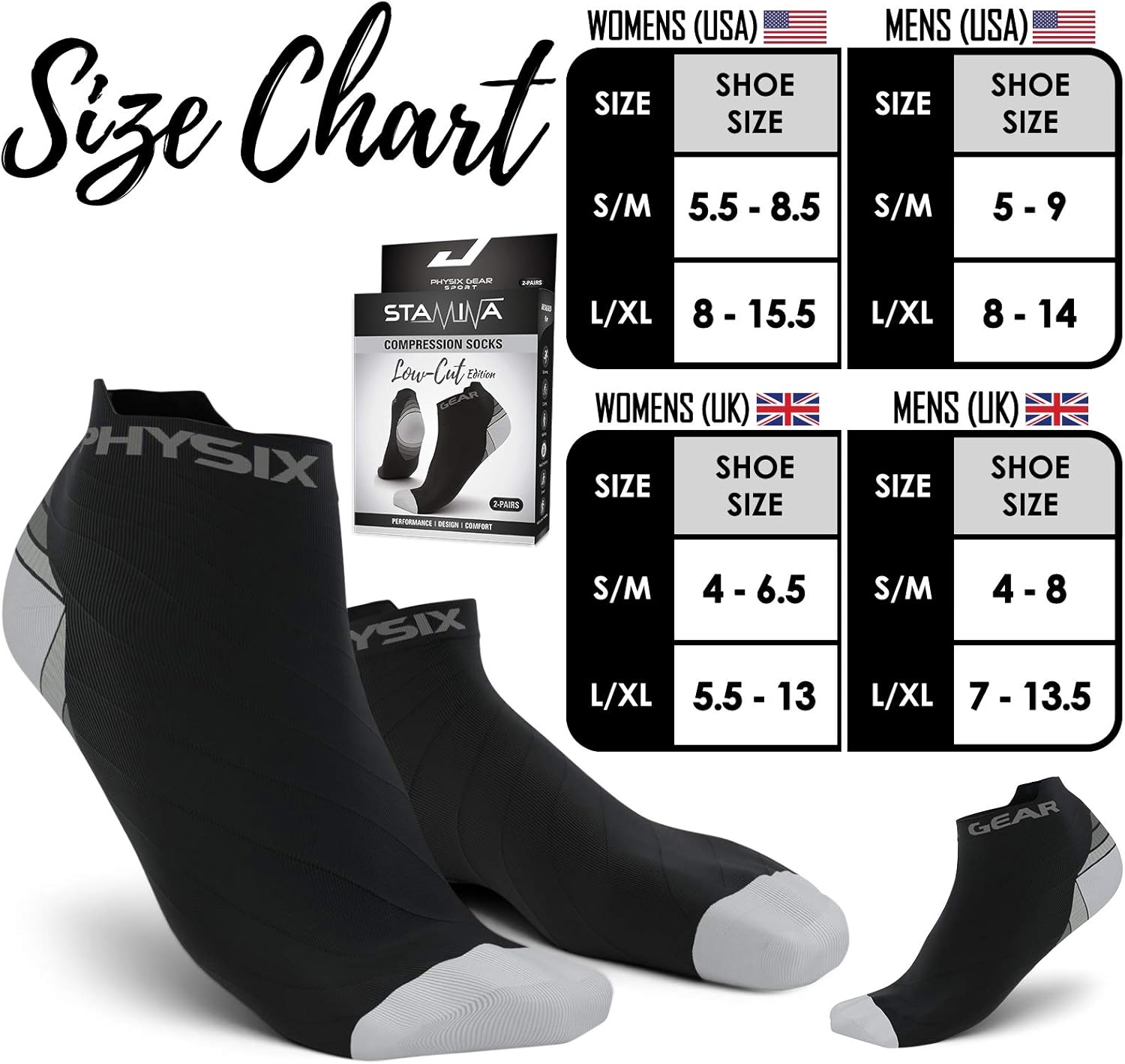 Physix Gear Sport Compression Running Socks for Men & Women - Best for Plantar Fasciitis & Stamina: Clothing