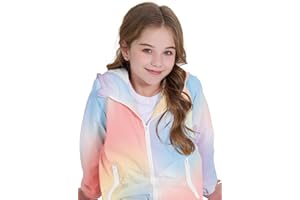 Zando Lightweight Girls Rain Jacket - Hooded Windbreaker Water-Resistant Girls' Outerwear Jackets & Coats for Kids 4-10Y