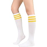 Zando Knee High Socks for Women Striped Athletic Long Tall Tube Socks Outdoor Sports Casual Thigh High Stockings