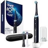Oral-B Rechargeable Electric Toothbrush, iO5 Limited Deep Clean &amp; Whiten, 5 Cleaning Modes, Visual Pressure Sensor to Protect Gums, Travel Case, 3 Brush Heads, Black
