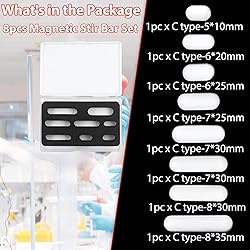 8PCS PTFE Magnetic Stir Bar Set for Magnetic