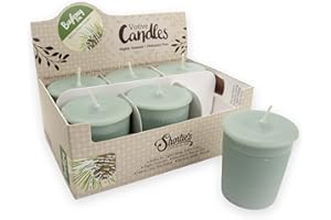 SHORTIE'S CANDLE COMPANY Bayberry Fir Soy Votive Candles - Scented with Natural Fragrance Oils - 6 Green Natural Votive Candle Refills - Christmas & Holiday Collection