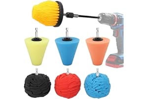 Linkstyle 8Pcs Drill Polishing Cone & Ball Sponge Set, Foam Buffing Pads with Extension Holder & Brush, 1/4" Hex Shank for El