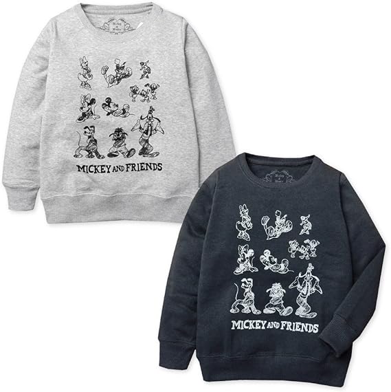 Amazon チャコール 150cm 子供服 女の子 トレーナー 長袖 Disney ディズニー ミッキー 裏起毛 手書き風 キャラプリント 女児 ジュニア トレーナー パーカー 通販