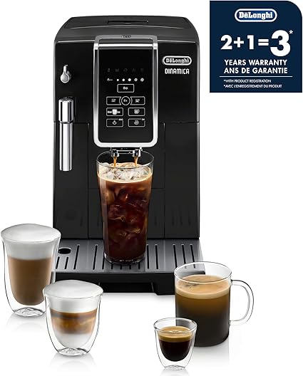 De Longhi Ecam35020b Dinamica Automatic Coffee Espresso Machine Truebrew Iced Coffee Burr Grinder Descaling Solution Cleaning Brush Bean Shaped Icecube Tray Black Kitchen Dining Amazon Com