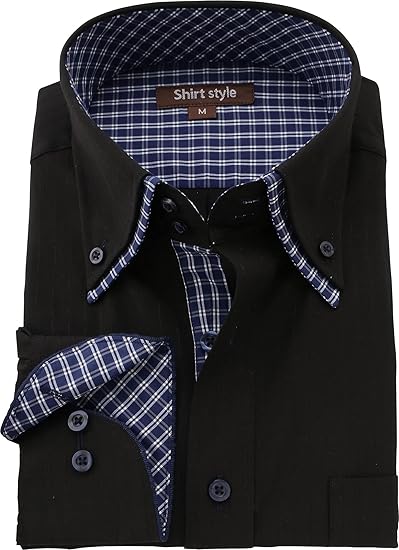 Amazon シャツスタイル Shirt Style 黒シャツ メンズ 長袖 おしゃれ スリム シャツ ボタンダウン Brt 028 シャツ 通販