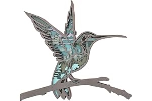 Tivisiy 3D Wooden Animals Carving, Hummingbird Cabin Decor Wooden Animal Statues Rustic Wall Decor Art for Home Bedroom Farmhouse Room Mountain Wall Decor for Birthday Gifts