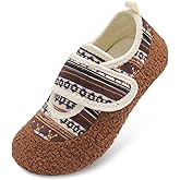 JOINFREE Womens Mens House Slippers Wide Fit Fleece Lined Soft Indoor House Slipper Socks Non-Slip Thin Rubber Sole Barefoot Slip-on Winter Shoes Adjustable for Home Bedroom Travel Size 10.5-11