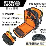 Klein Tools Electrician Backpack 25 Pockets Laptop Compartment Tradesman Pro view 9