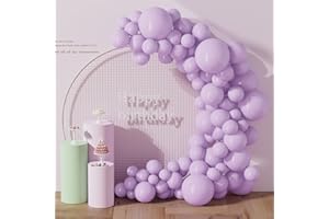 DECOCKRAT 130PCS PastelPurple Balloons, Latex Balloons Different Sizes 18/12/10/5 In, Helium Balloon with Ribbon, Party Balloon Set for Birthday Wedding Graduation Anniversary Baby Shower Decoration