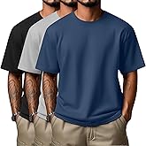 Neer 3 Pack Men's Round Neck T Shirts 95% Cotton M-7XL Short Sleeve Tops Regular Big Tall Tees Soft 2026 Summer Basic Tops
