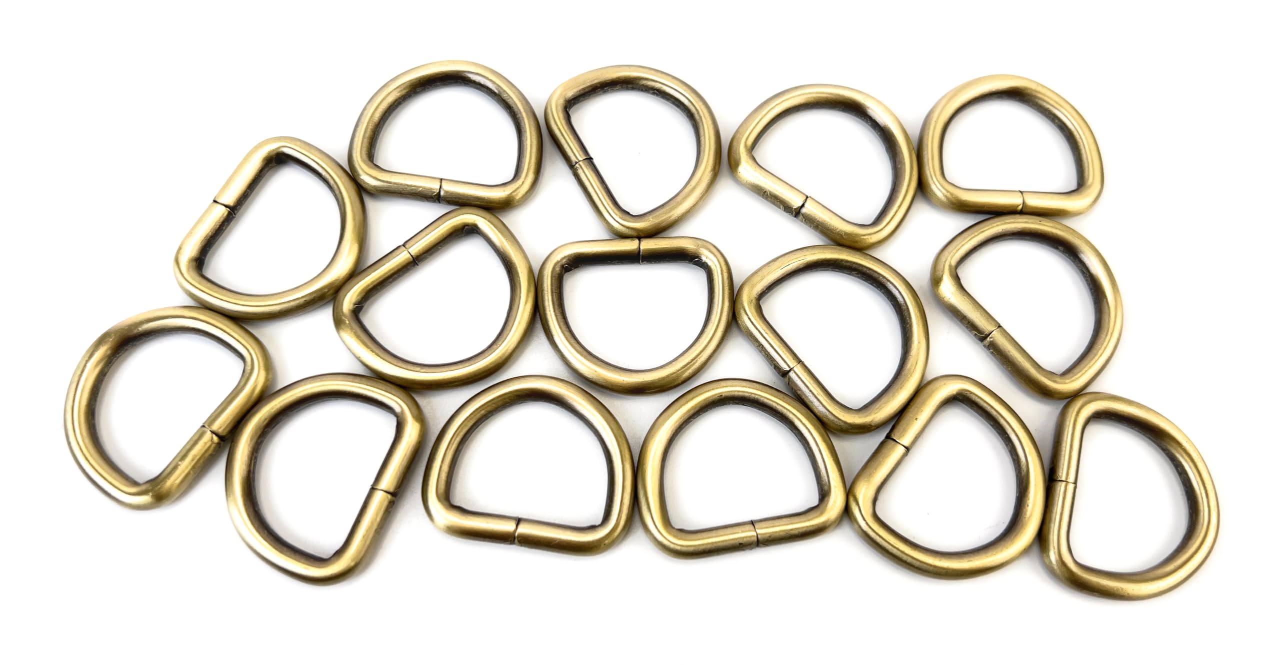 Photo 1 of VersaKits Metal D Rings Heavy Duty 15 Pieces 3/8 Inch Brass 3mm Thickness for Dog Collars Harnesses Bags Purses Strap Webbing 3X3